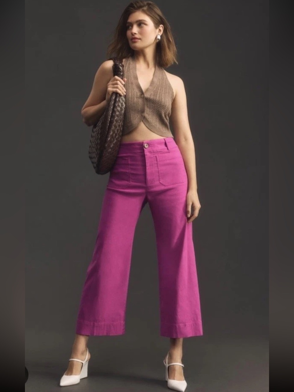Maeve The Colette High-Rise Wide-Leg Pants in Vivid Pink